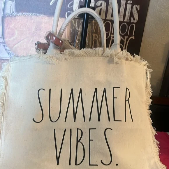 🆕 Rae Dunn SUMMER VIBES Fryed Edge 3 in 1 Tassel Beach Tote Bag - Picture 16 of 17